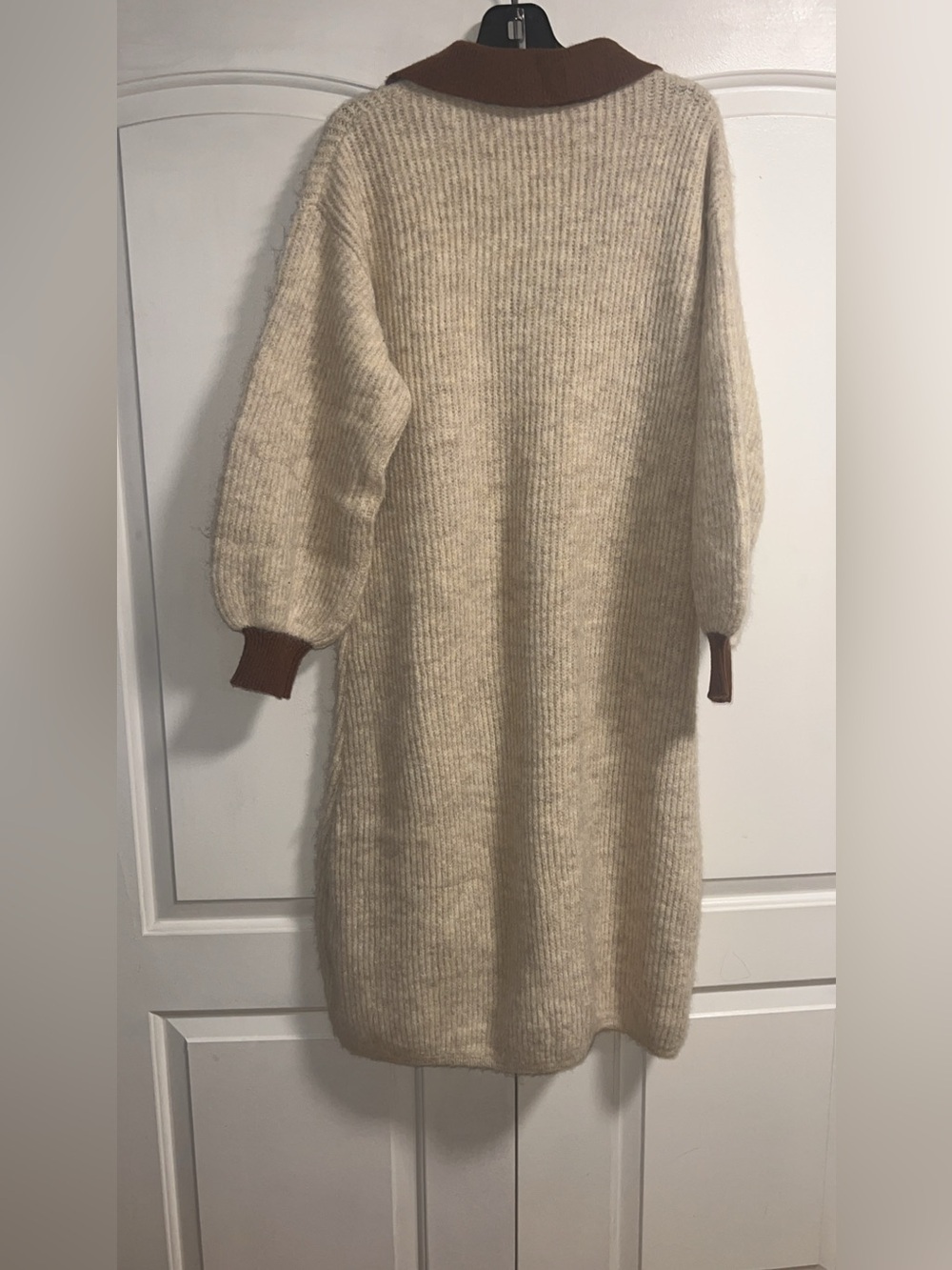 Beige and Brown Collared Knit Sweater Dress Size M BNWOT - Picture 5 of 9